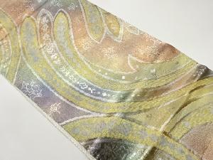 佐賀錦花々に抽象模様織出し袋帯